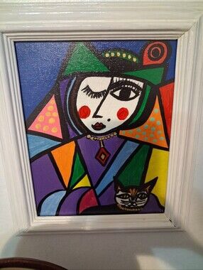 Colorful Abstract Portrait Canvas Wall Art - Multicolor